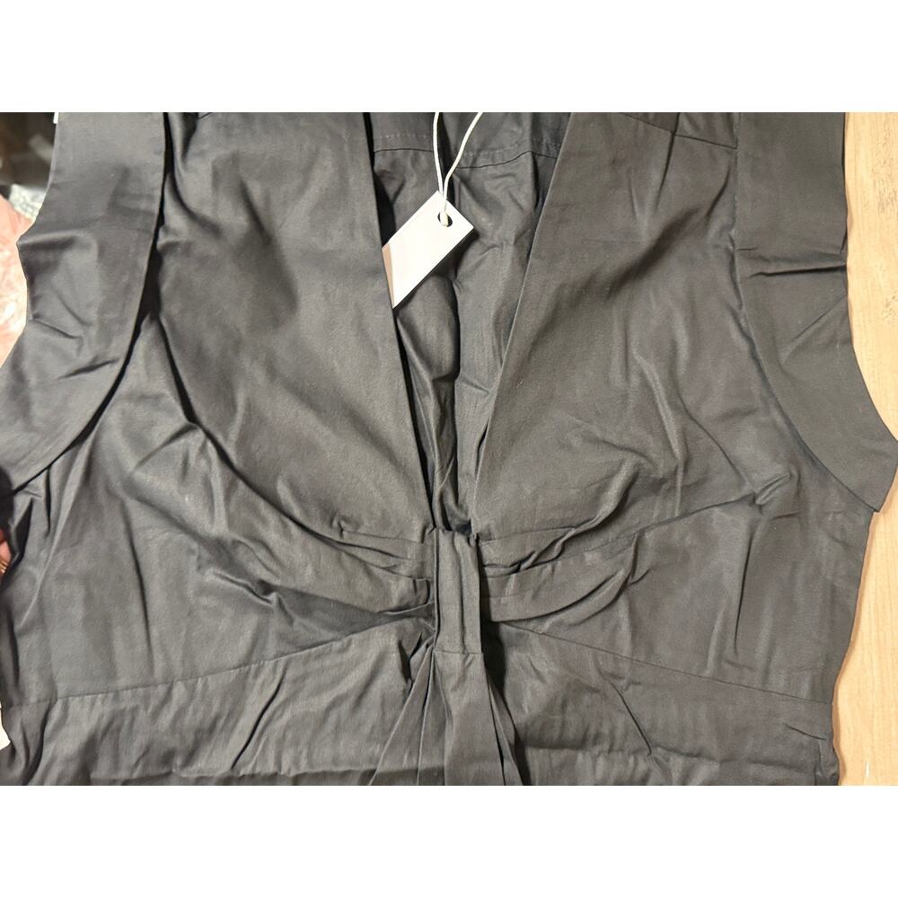 Steve Madden Twist Front Tiered Mini Dress Black Cotton Babydoll Size M - Picture 7 of 10